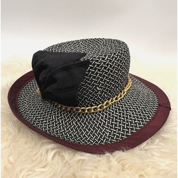 VINTAGE WHITTALL & SHON USA BLUE BOW 100% STRAW HAT CHURCH DERBY WEDDING 72242